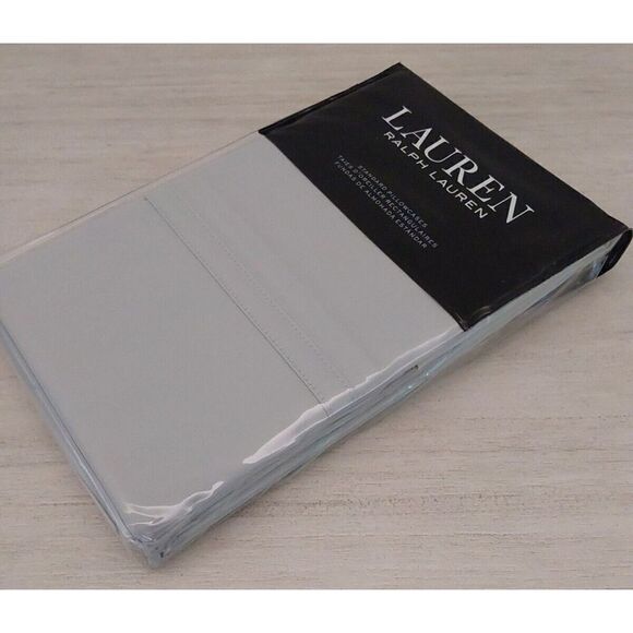 Ralph Lauren SPENCER SOLID SATEEN Green SAGE Cotton Two 2 Standard Pillowcases - Picture 4 of 9